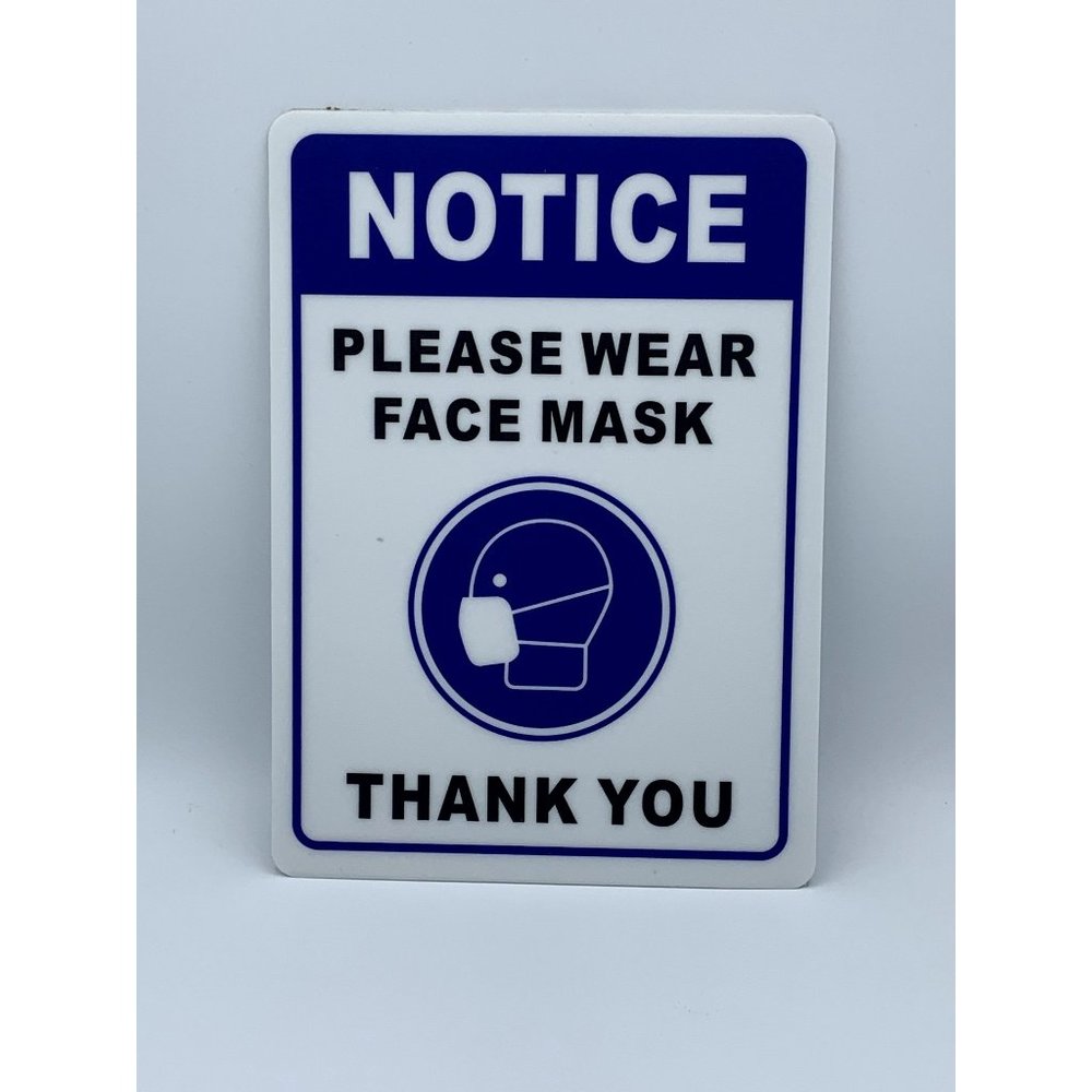 Face Mask Sign Notice. Plastic 7in x 10in, 4 pack